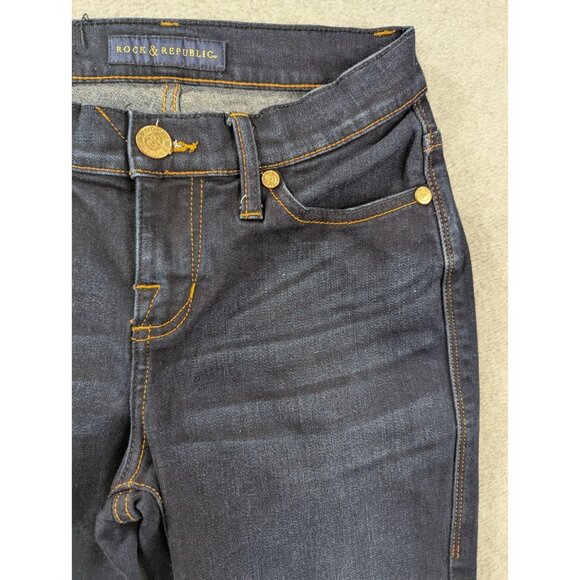 Rock Republic Jeans Womens Size 4 Blue Kendra Curvy Bootcut Whiskers Dark Wash - Picture 3 of 16